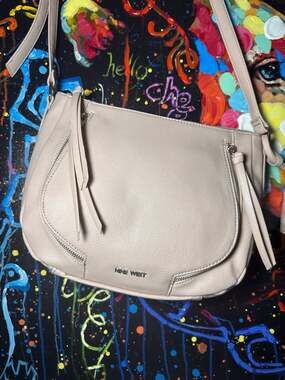 Nine West Table Treasure Crossbody Bag with Front Zip Pockets, Beige